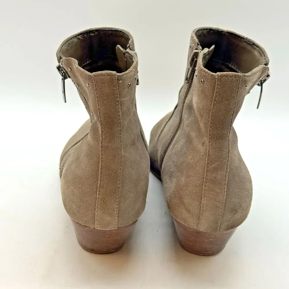 Marc Fisher Wanida Ankle Bootie Women's 11M Gray Suede Leather Studded Side Zip